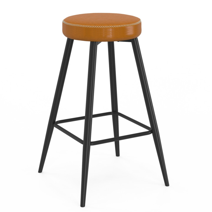 Juego de 2 taburetes de bar marrón con patas de metal - ISAURE | IDMarket