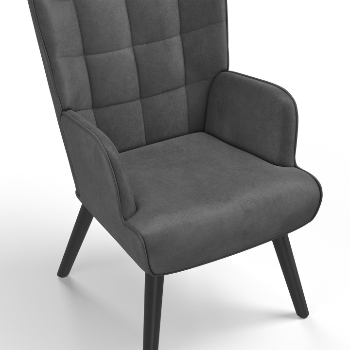 Fauteuil scandinave ANIA en velours gris