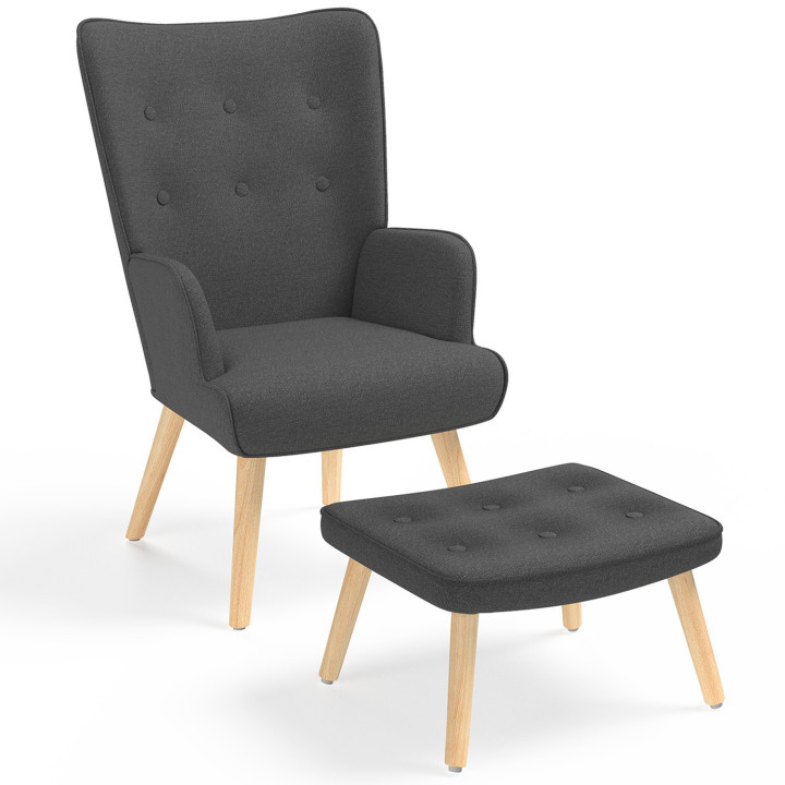 Goedkope grijze Scandinavische fauteuil met voetsteun | ID Market