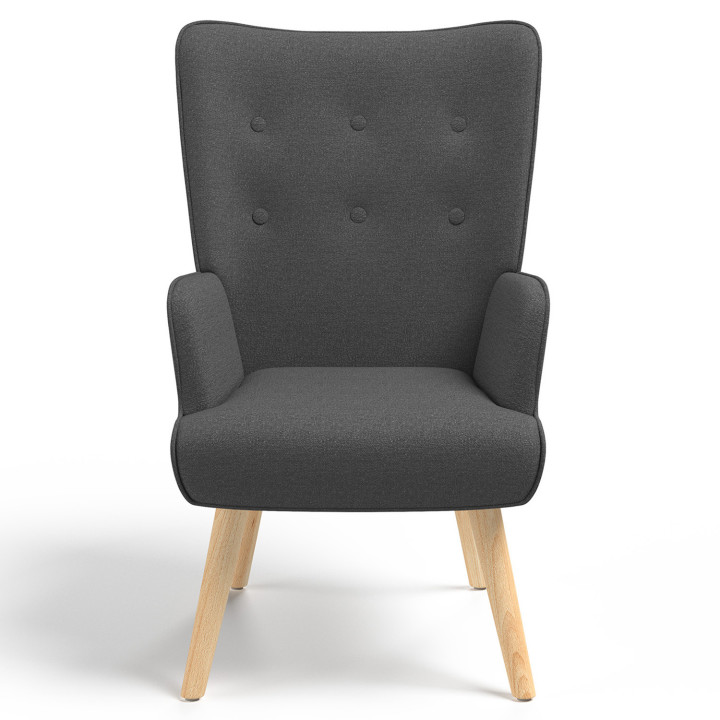 Fauteuil scandinave IVAR avec repose pieds gris anthracite