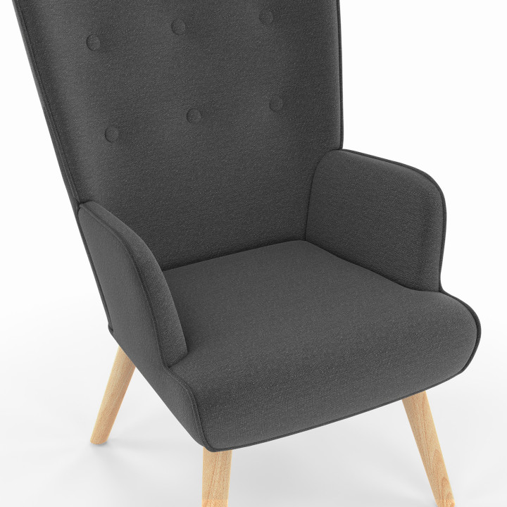 Sillón escandinavo gris barato con reposapiés | ID Market