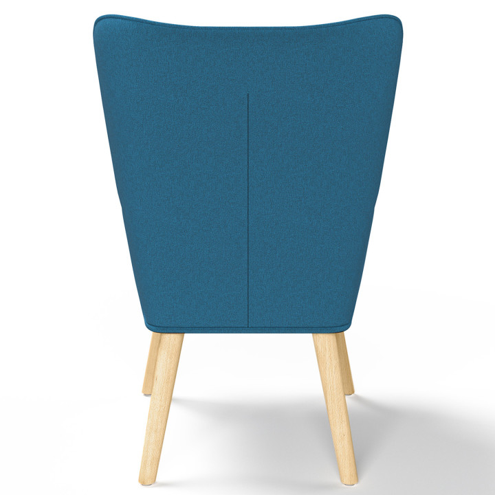 Fauteuil scandinave IVAR en tissu bleu canard