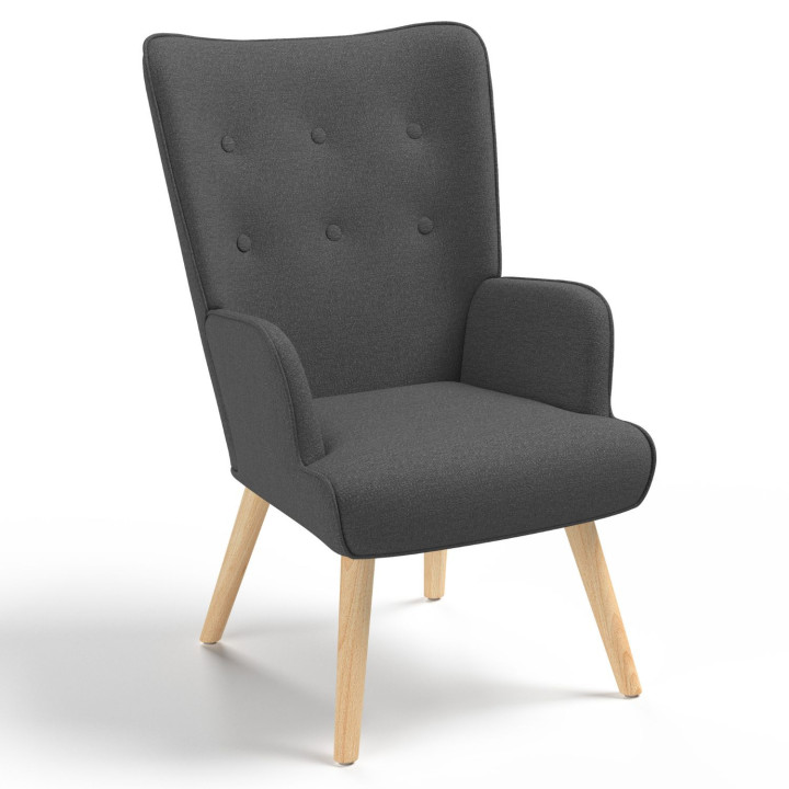 Fauteuil scandinave IVAR en tissu gris anthracite