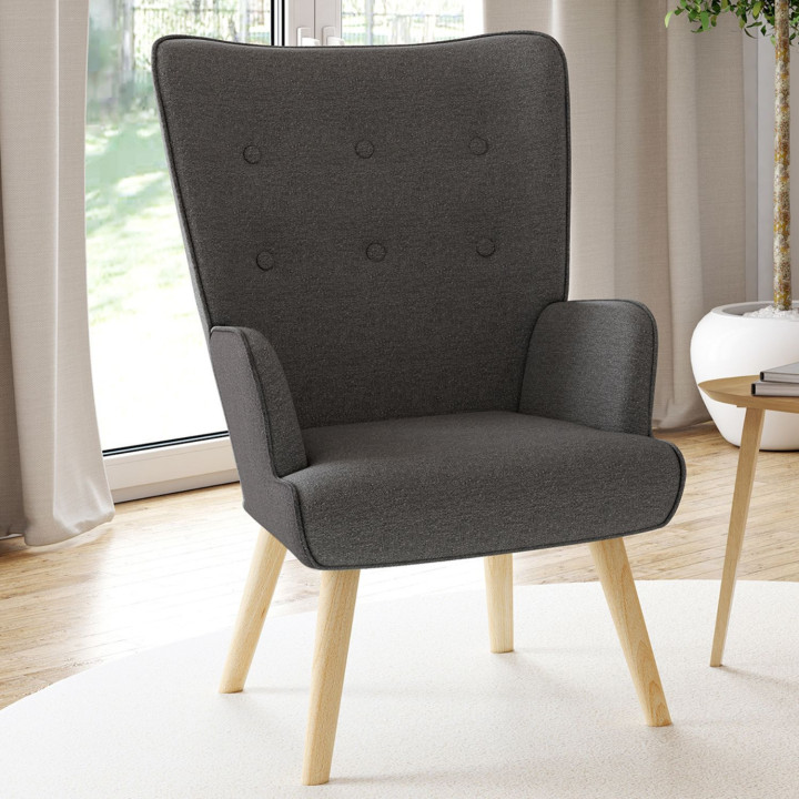 Fauteuil scandinave IVAR en tissu gris anthracite