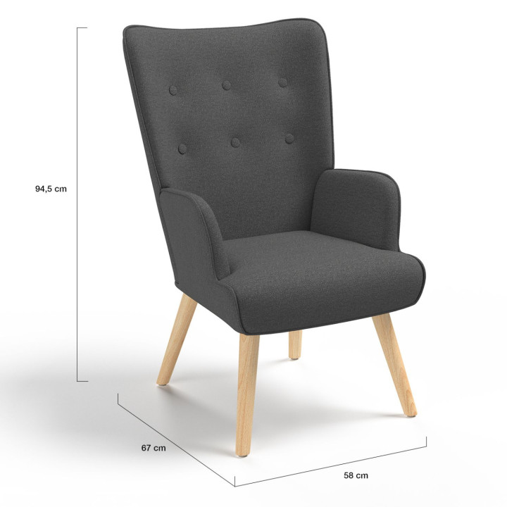 Sillón escandinavo gris barato de estilo nórdico - ID Market