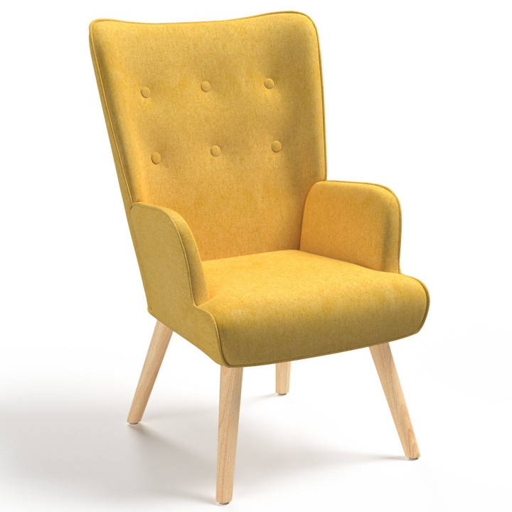 Fauteuil scandinave IVAR en tissu jaune