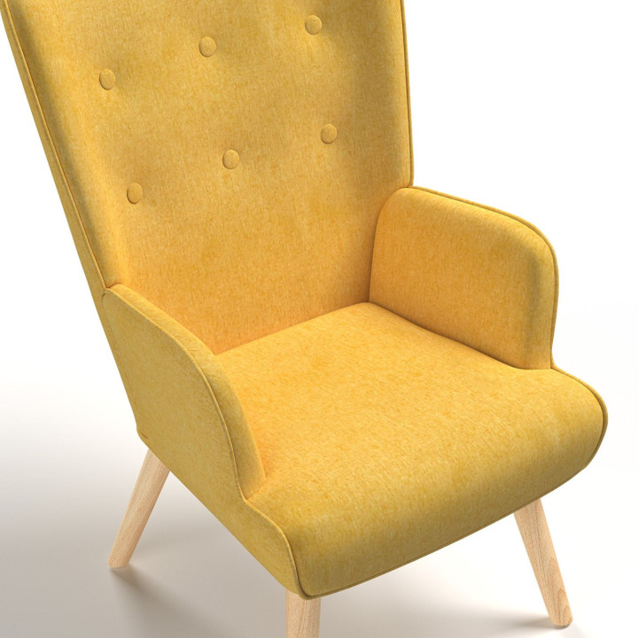 Fauteuil scandinave IVAR en tissu jaune