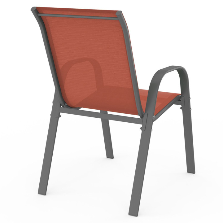 Lot de 4 chaises de jardin LYMA métal et textilène empilables terracotta