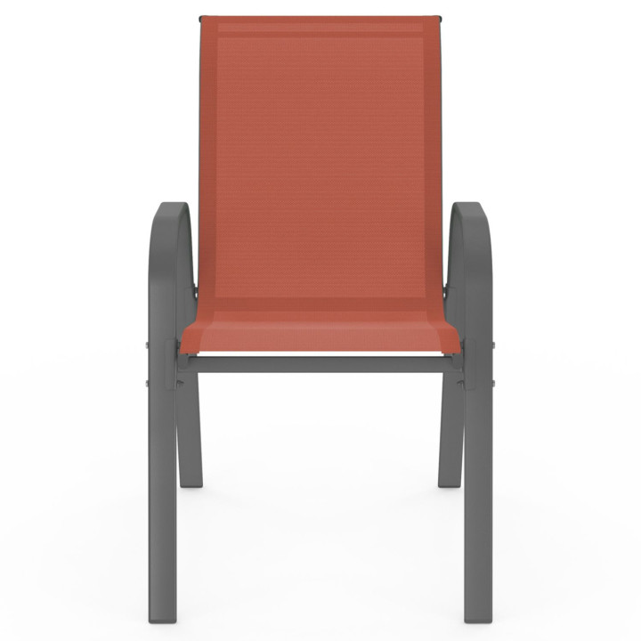 Set van 4 LYMA metalen en textilene tuinstoelen terracotta