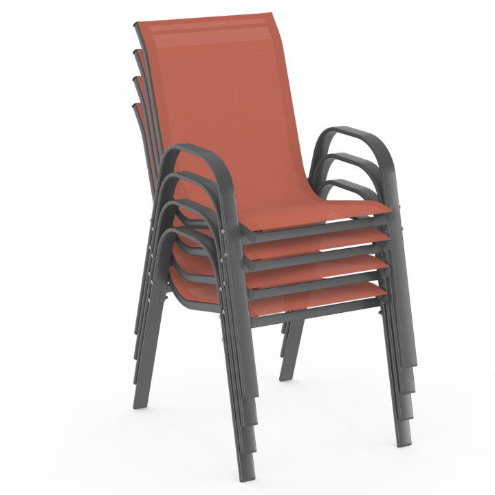 Set van 4 LYMA metalen en textilene tuinstoelen terracotta