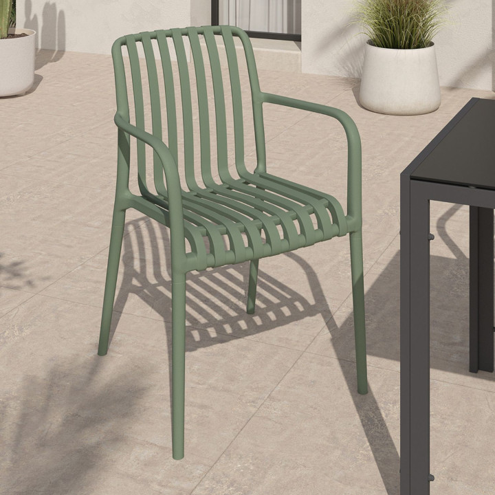 Set van 4 groene polypropyleen tuinstoelen