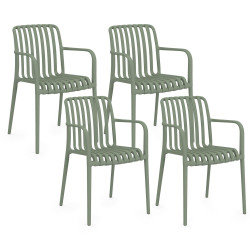 Lot de 4 chaises de jardin BILBAO en polypropylène vert