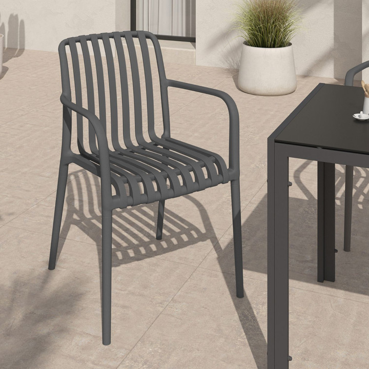 Set di 4 sedie da giardino in polipropilene grigio antracite