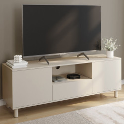BERTILLE 140 cm TV-meubel met 3 beige houten deuren