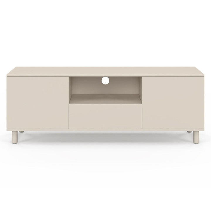 BERTILLE 140 cm TV-meubel met 3 beige houten deuren