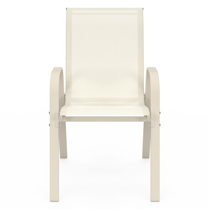 Set di 6 sedie da giardino impilabili in metallo e textilene beige