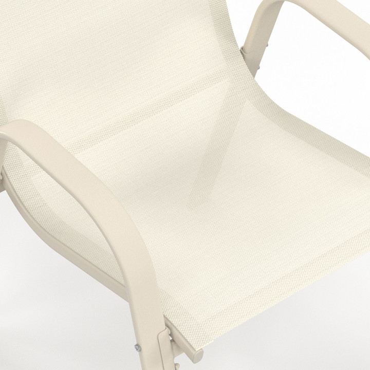 Set van 6 beige metalen en textilene tuinstoelen