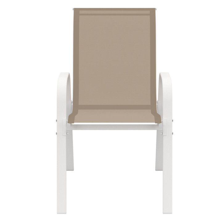 Set van 4 LYMA tuinstoelen, metaal en textilene, wit en beige