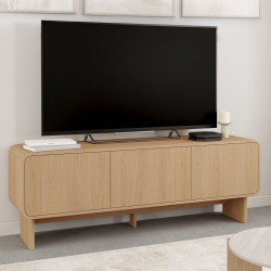 140 cm CAPUCINE 3-deurs TV-meubel in afgerond beuken design