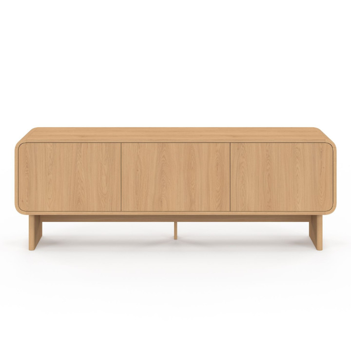 140 cm CAPUCINE Mobile TV a 3 ante dal design arrotondato in faggio