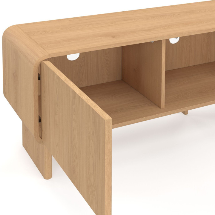 TV-Möbel 140 cm CAPUCINE 3 Türen in Buchenholzoptik abgerundetes Design
