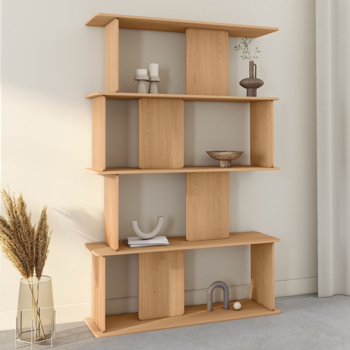Scaffale asimmetrico a 4 livelli in faggio dal design arrotondato - CAPUCINE | IdMarket