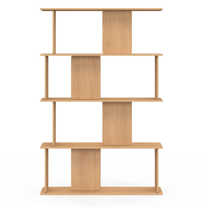Etagère 4 niveaux japandi CAPUCINE asymétrique façon hêtre design arrondi