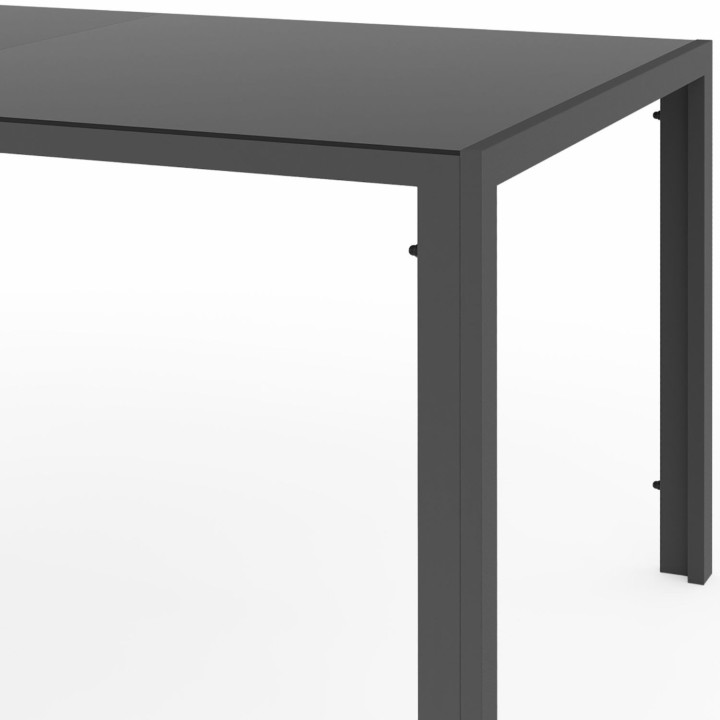 Conjunto de muebles de jardín THELMA Mesa de 190 cm y 8 sillas apilables gris antracita