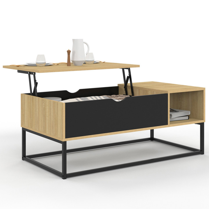 Mesa de centro de estilo industrial con tablero elevable - BOSTON | ID Market