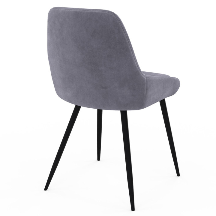 Juego de 4 sillas mixtas de terciopelo crema, gris claro, gris oscuro y rosa con reposabrazos - THALYA | IdMarket