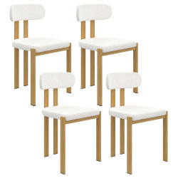 Set di 4 sedie da pranzo ESMA in metallo effetto legno e tessuto bouclette