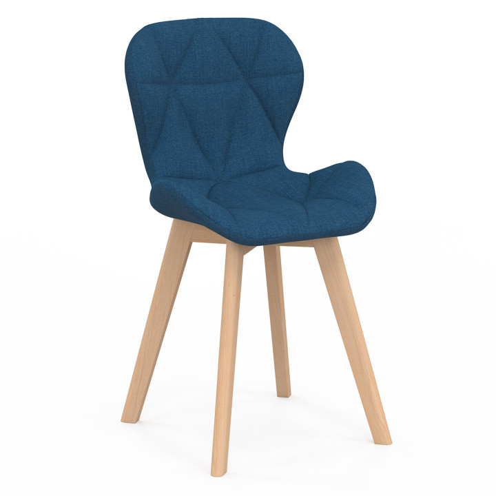 Lot de 4 chaises ROBINE en tissu bleu canard pour salle à manger