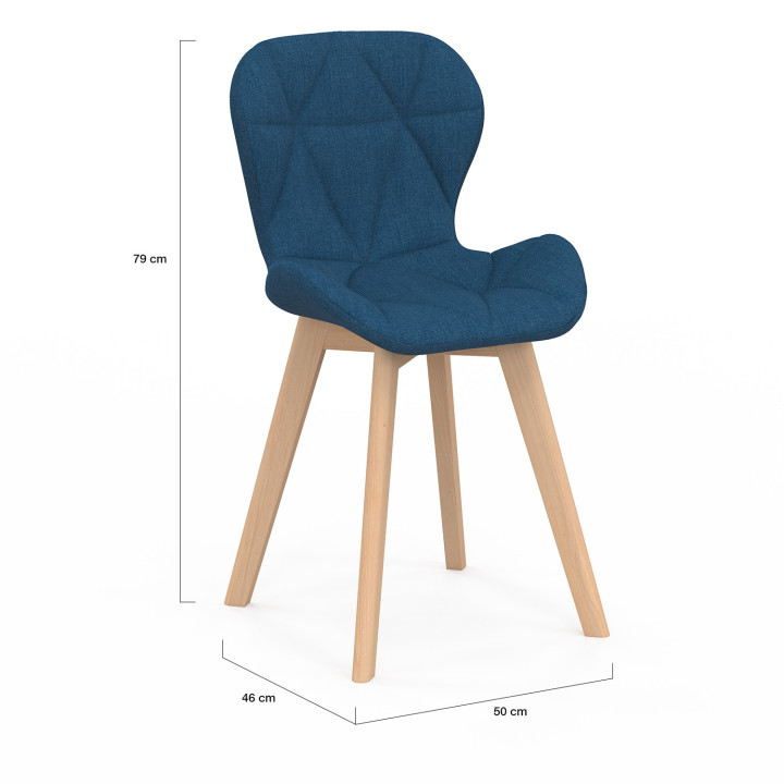 Eendblauwe stoffen eetkamerstoelen - Set van 4 - ROBINE | ID Market