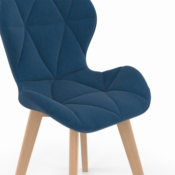 Eendblauwe stoffen eetkamerstoelen - Set van 4 - ROBINE | ID Market