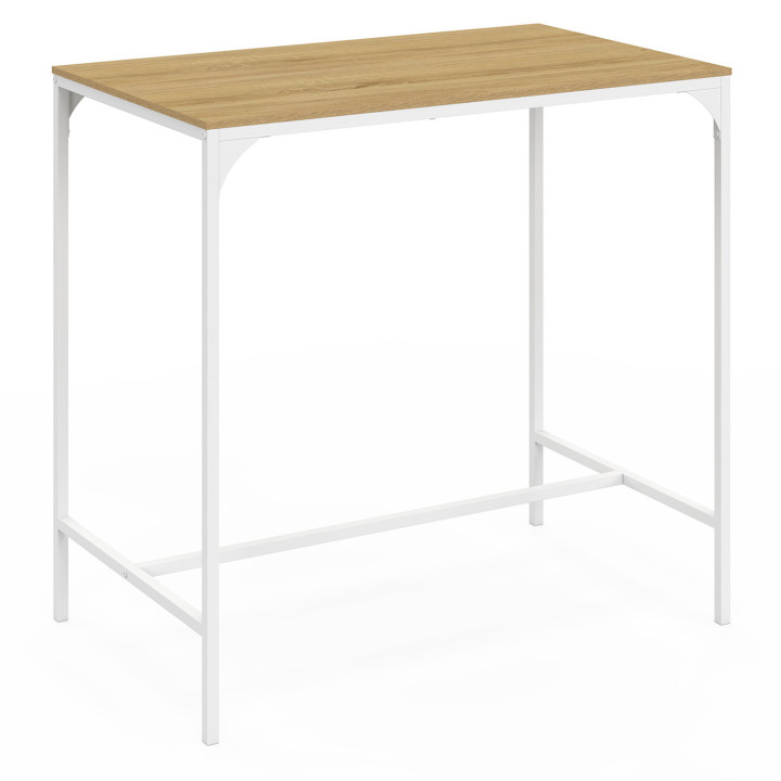 Set van 100 cm hoge bartafel en 4 witte barstoelen van metaal en hout in industrieel ontwerp - DETROIT | ID Market