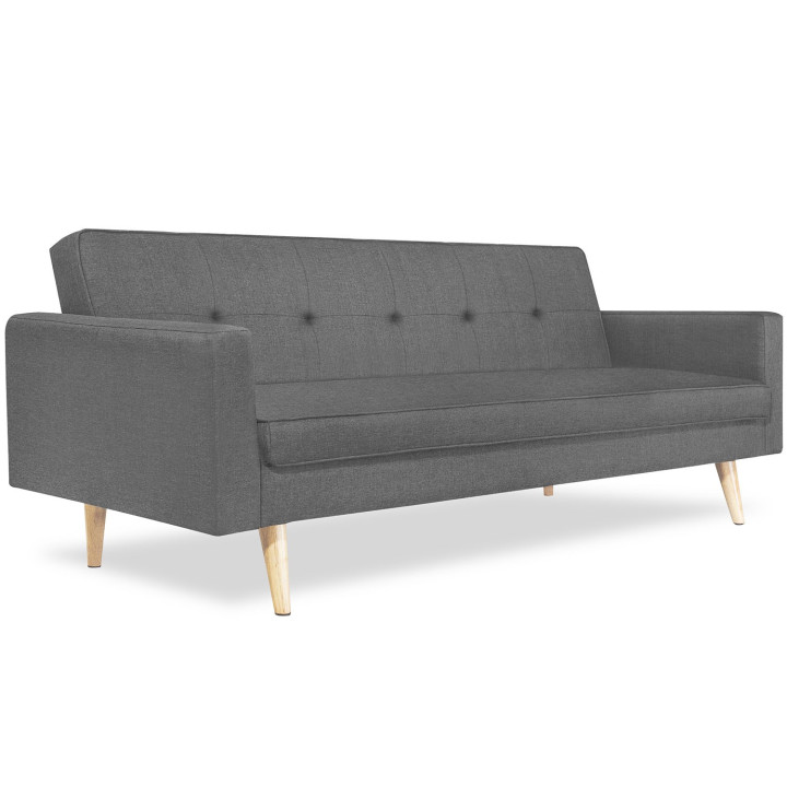 Canapé droit 3 places convertible LARS gris Scandinave Canapé droit 3 places convertible LARS gris Scandinave