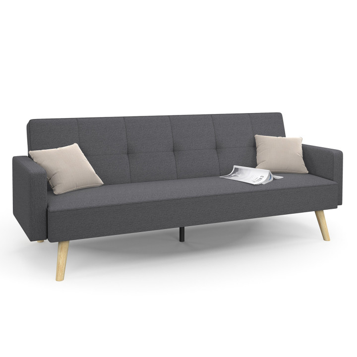 Canapé droit scandinave 3 places convertible LARS gris