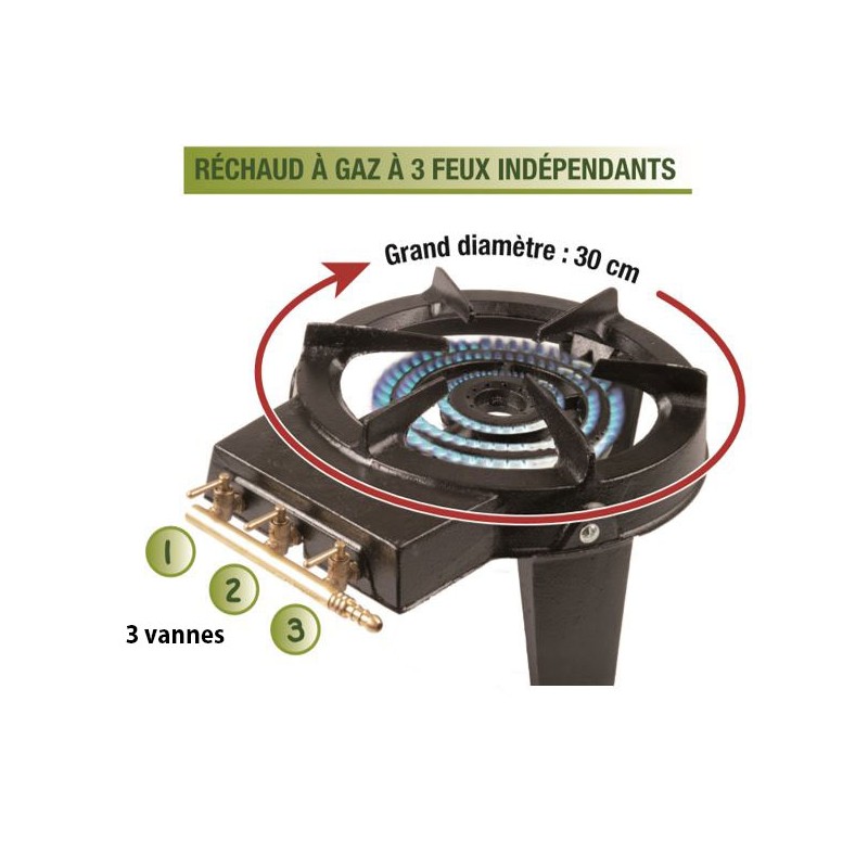 Réchaud à gaz 3 robinets pas cher