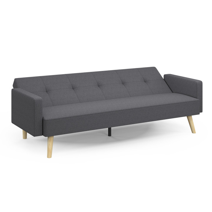 Canapé droit scandinave 3 places convertible LARS gris