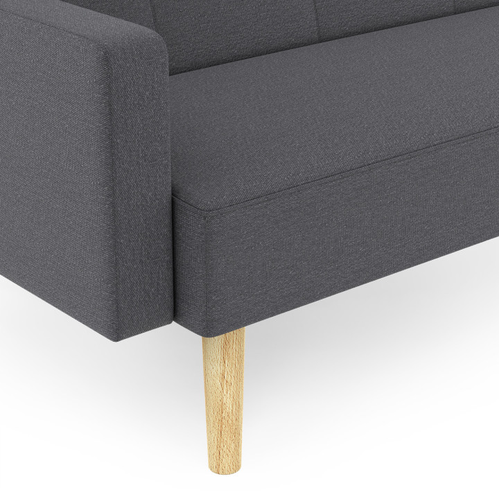 Skandinavisches 3-Sitzer-Sofa, gerade, umwandelbar, grau LARS | ID Market