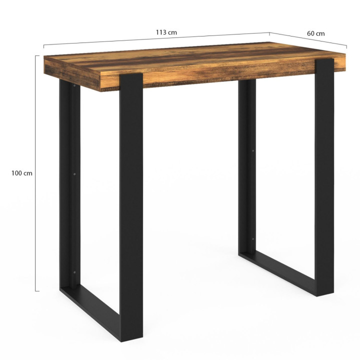 Mesa de bar vintage efecto madera y negro - PHOENIX | ID Market