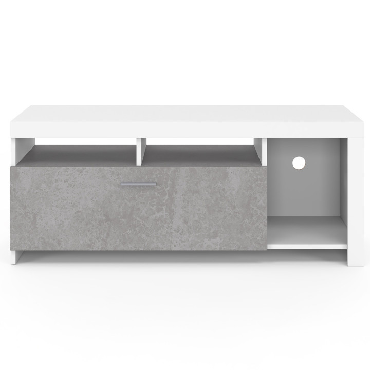 Wit TV-meubel en 110cm kast met betondeffect - MALO | ID Market