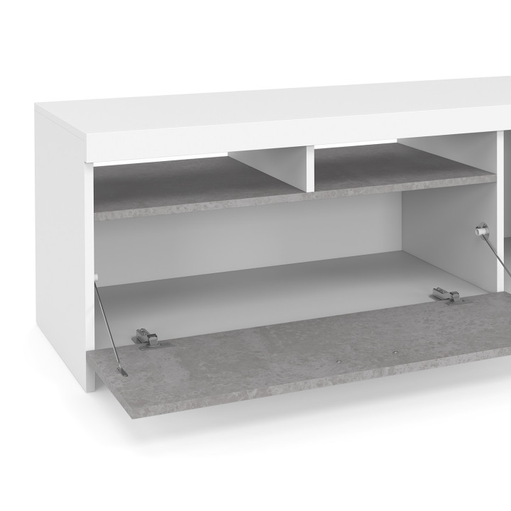 Mueble TV blanco y armario 110cm efecto hormigón - MALO | ID Market