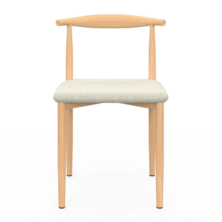 Set di 6 sedie per sala da pranzo NOE in finto legno e sedute in tessuto beige