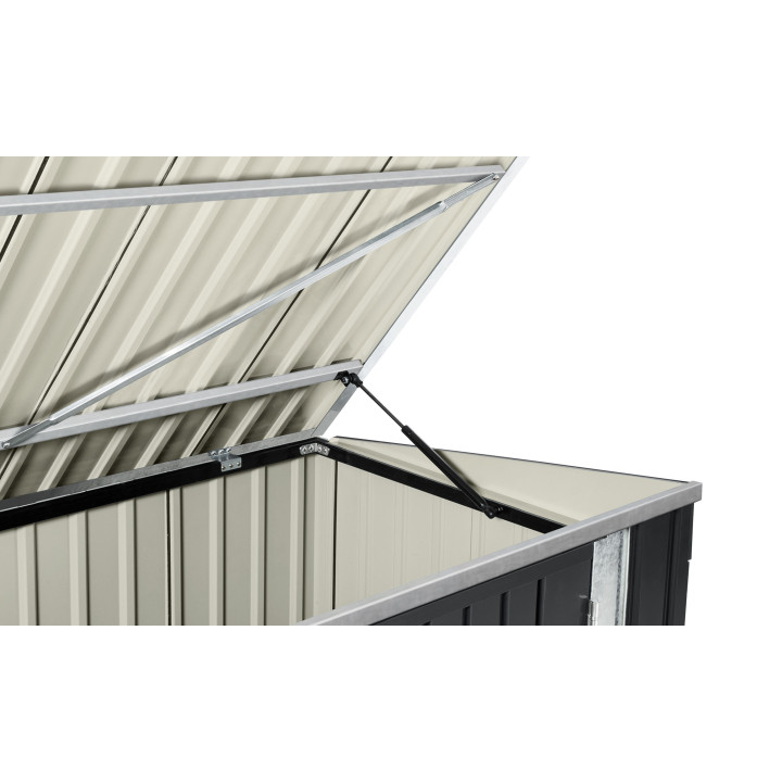 Abri de jardin en métal vert olive verrouillable multi-rangement pour stockage vélos, outils, poubelles