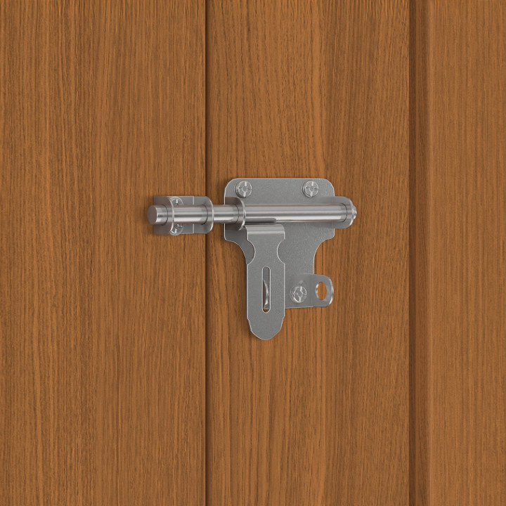 Gartenhaus aus Metall in Holzoptik, abschließbar, mit mehreren Aufbewahrungsmöglichkeiten für Fahrräder, Werkzeuge und Mülltonne