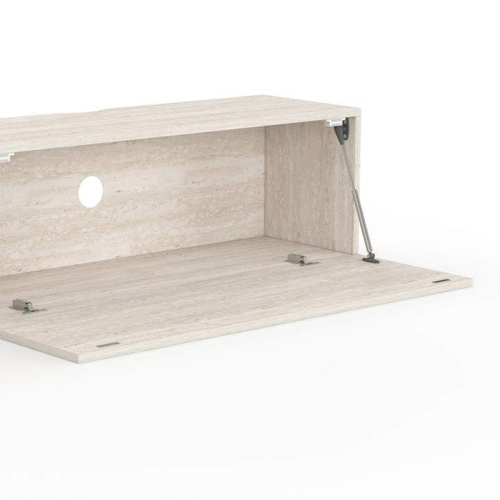 TV-element ELIO 180 cm voor wandmontage met 2 houten deuren met travertijnmotief