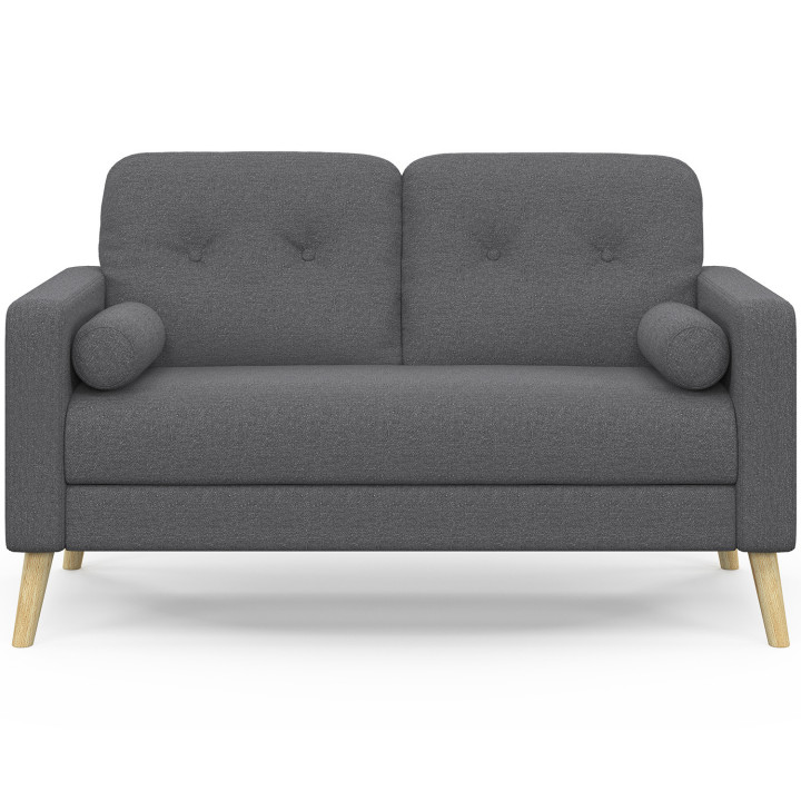 Canapé droit scandinave 2 places CLAIRE en tissu gris anthracite