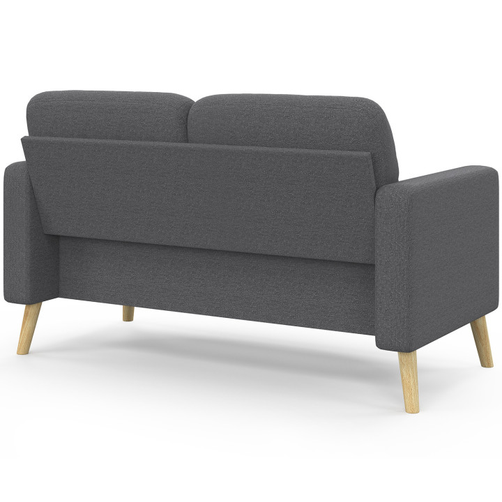 CLAIRE Divano scandinavo dritto a 2 posti in tessuto grigio antracite