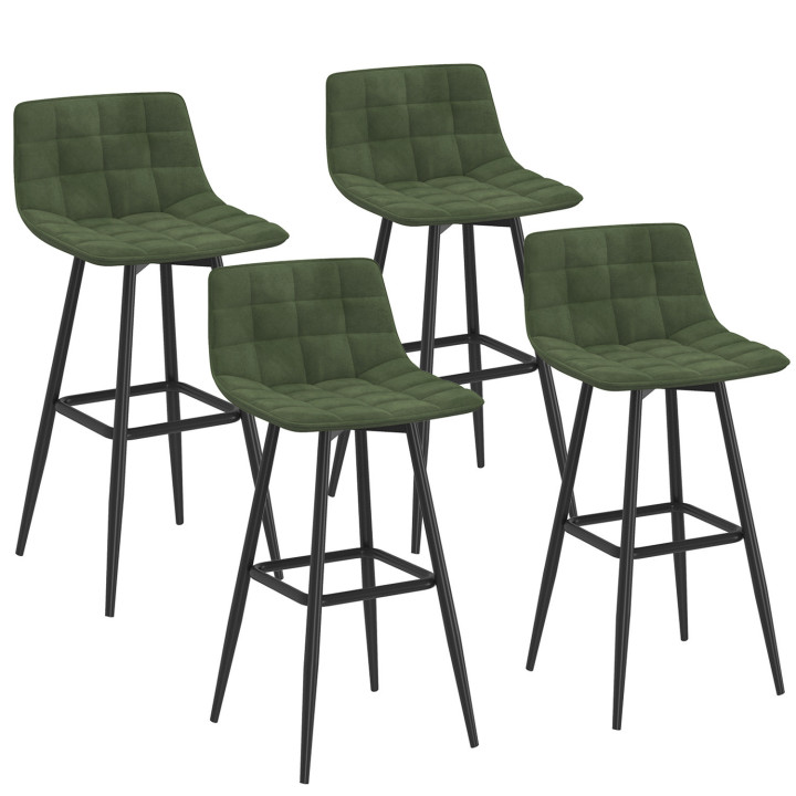 Lot de 4 tabourets de bar MADY en velours vert